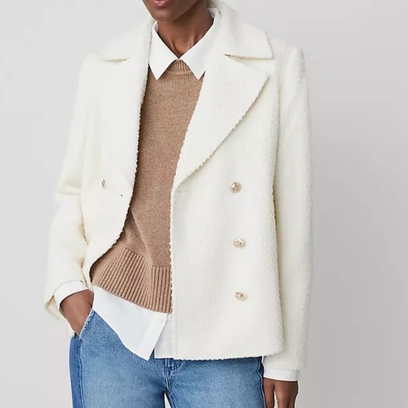 NWT Ann Taylor Tweed Double Breasted Peacoat Blazer XS - Picture 3 of 9